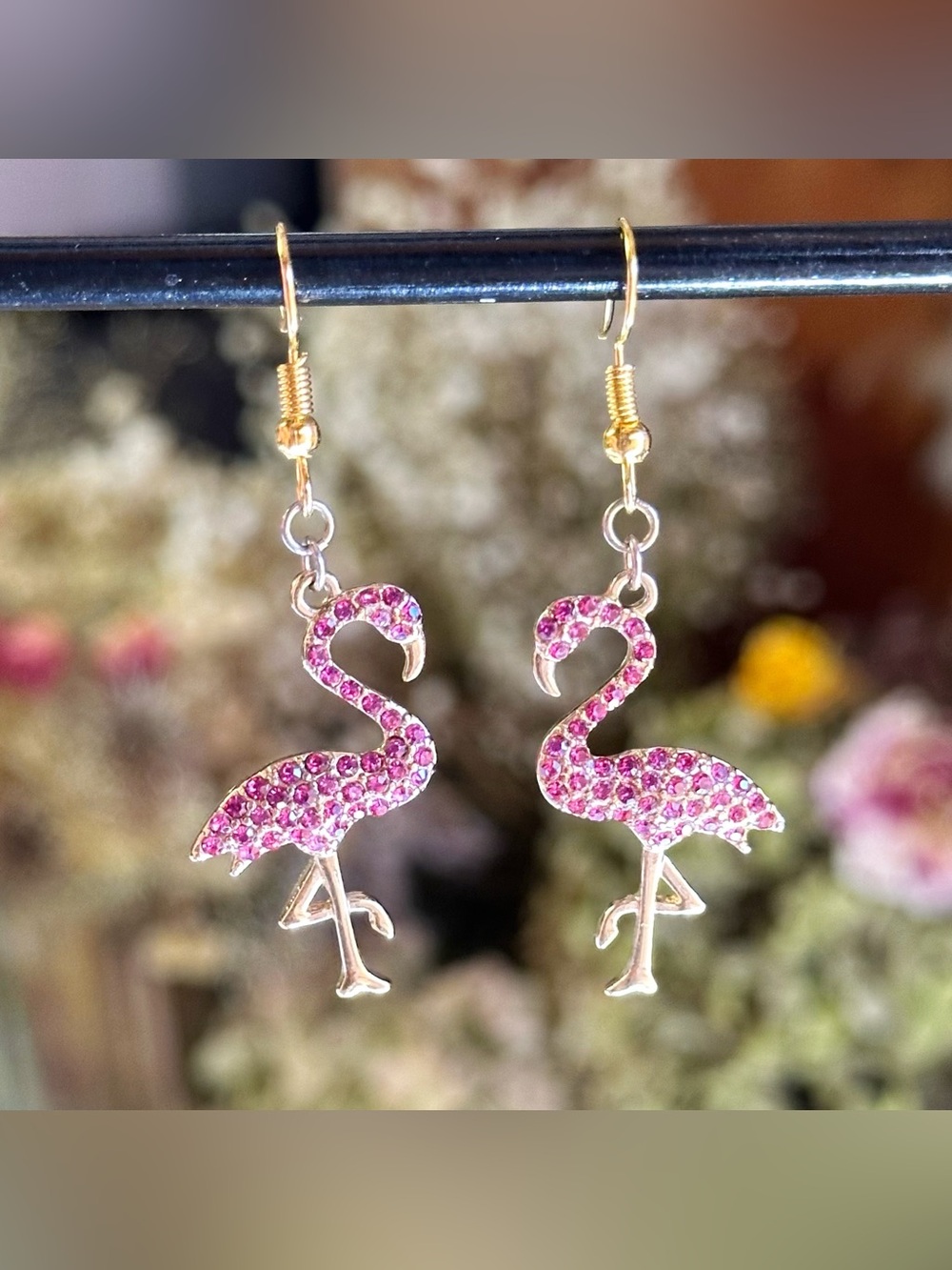 Pink Rhinestone Flamingo Earring
